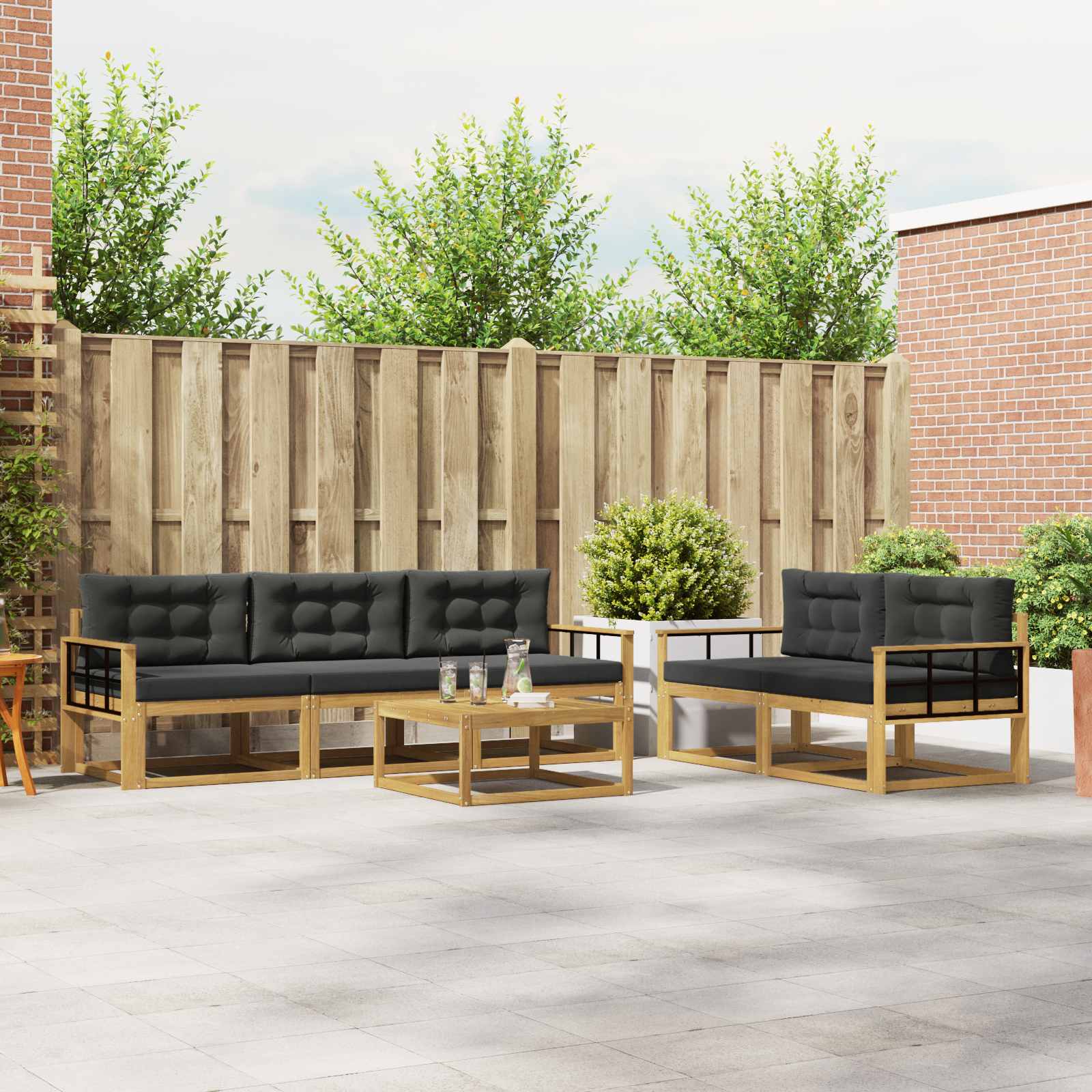 Set vanjskih sofa s jastukom 6 pcs Bijela i antracit