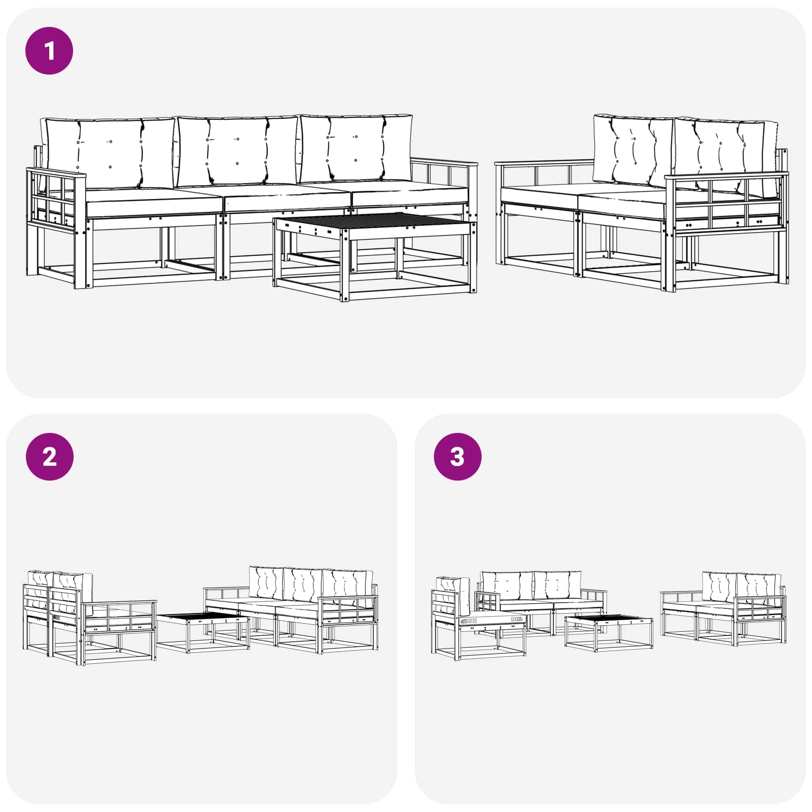 Set vanjskih sofa s jastukom 6 pcs Bijela i antracit