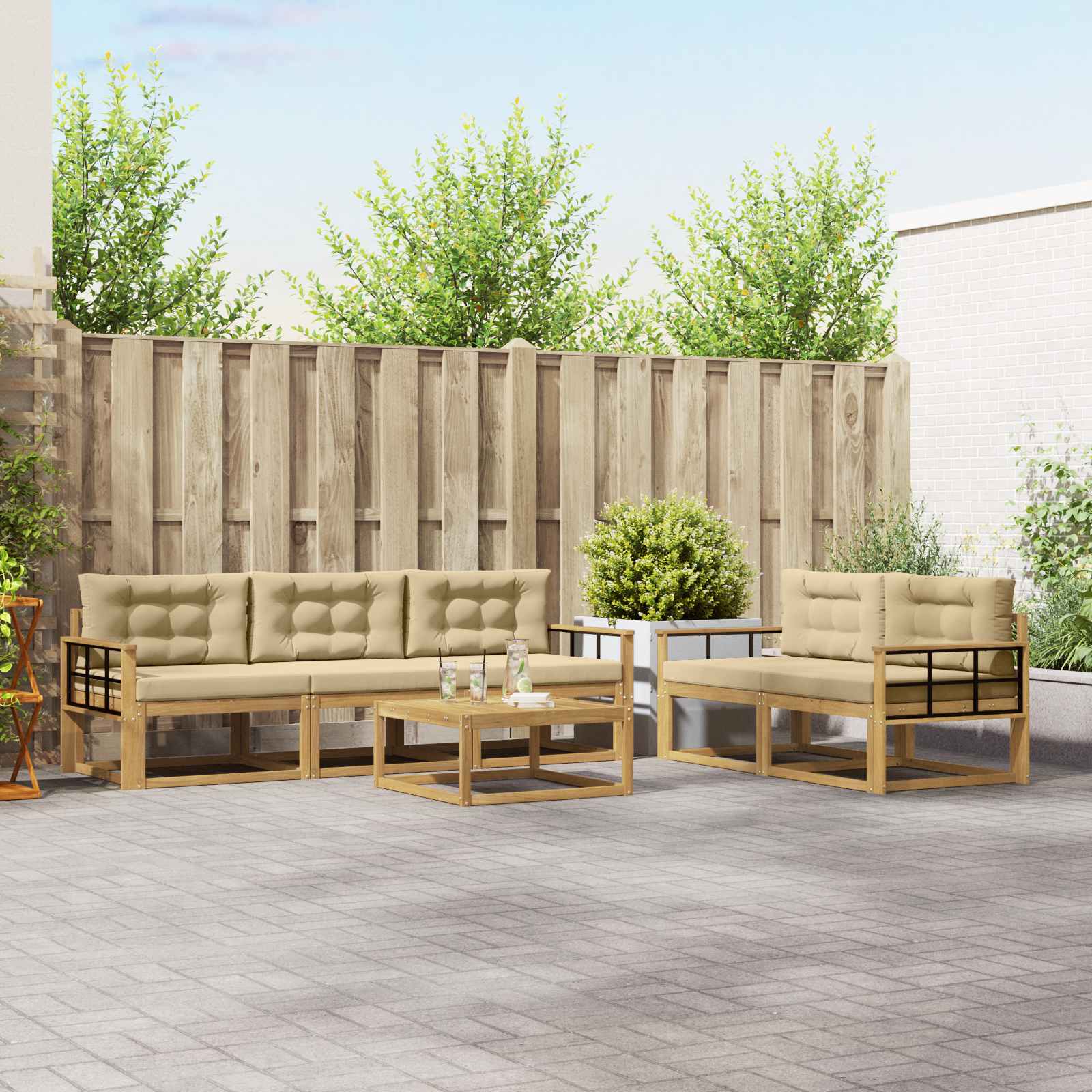 Set vanjskih sofa 6 kom. Bijela i bež