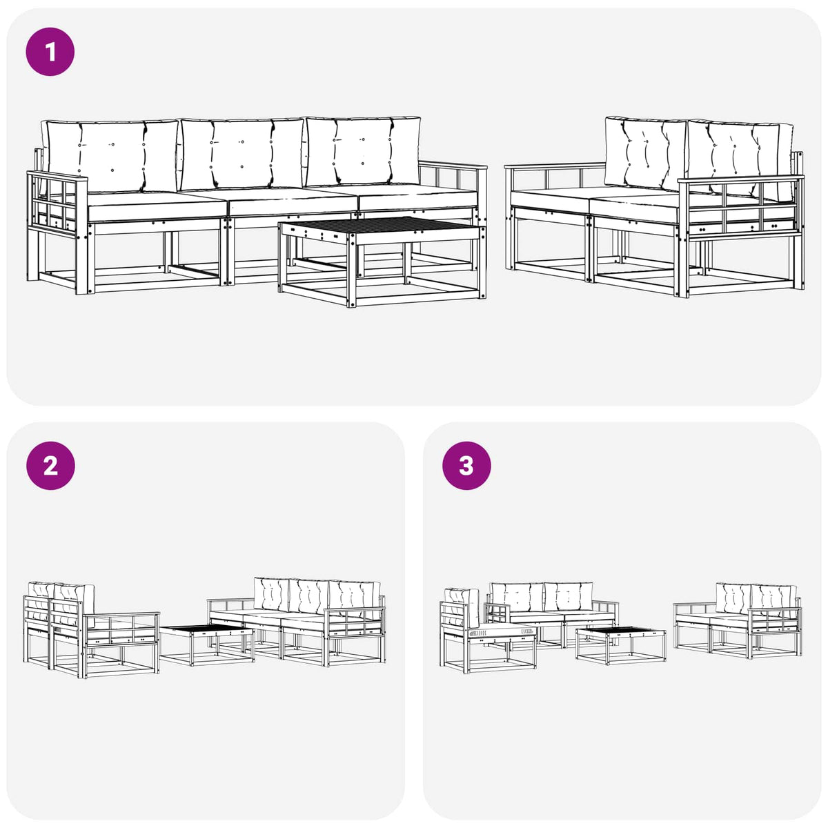 Set vanjskih sofa 6 kom. Bijela i bež