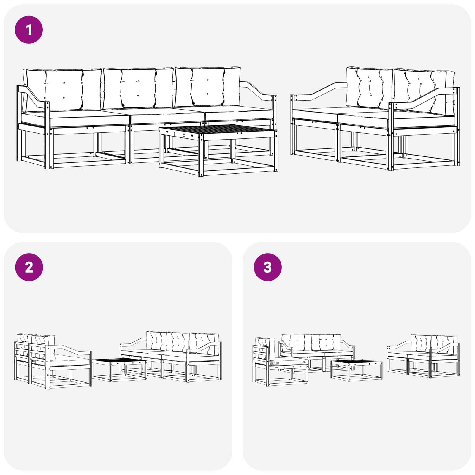 Set vanjskih sofa s jastukom 6 pcs Bijela i antracit