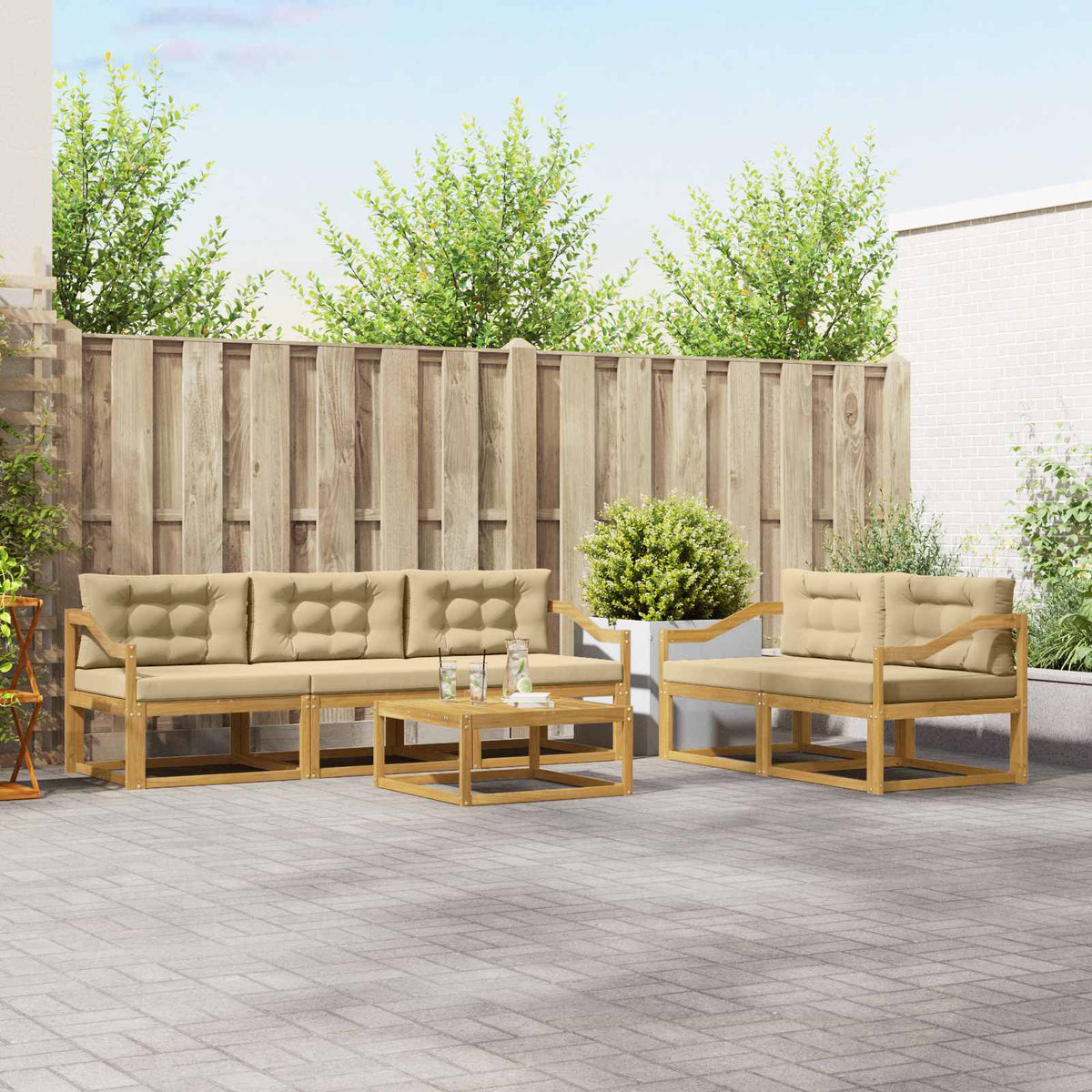 Set vanjskih sofa 6 kom. Bijela i bež