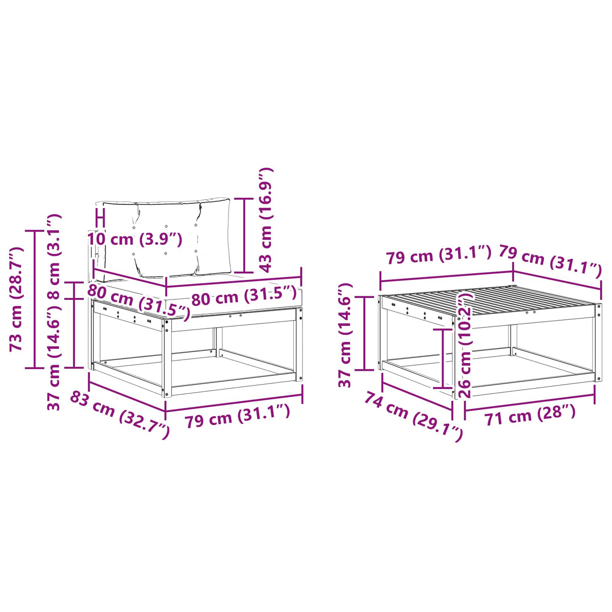 Set vanjskih sofa 6 kom. Bijela i bež