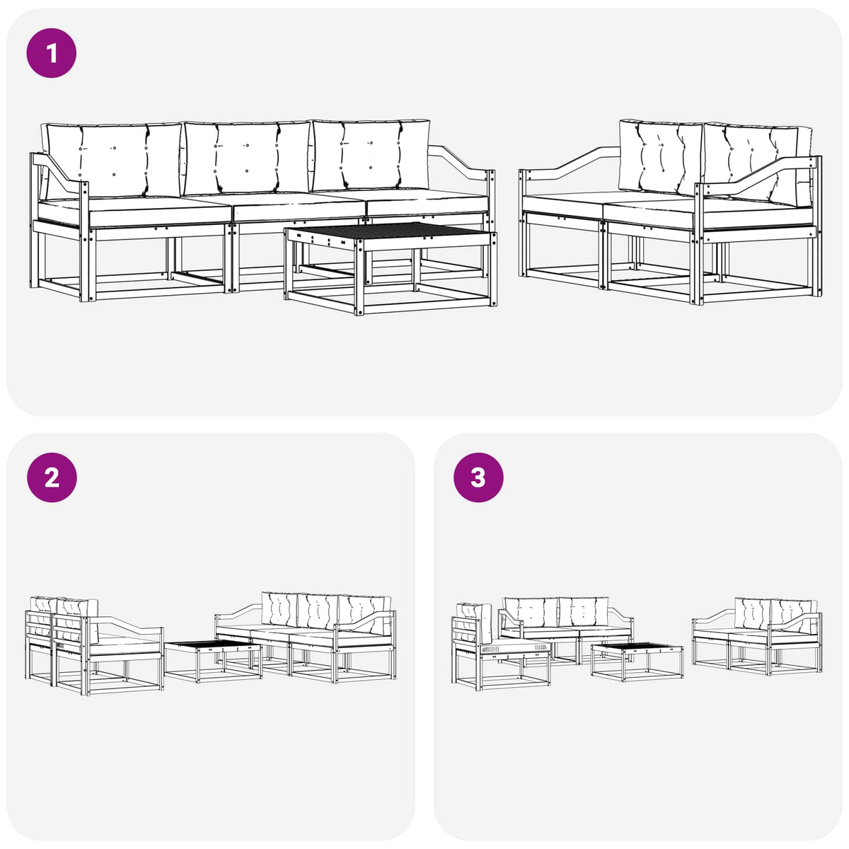 Set vanjskih sofa 6 kom. Bijela i bež
