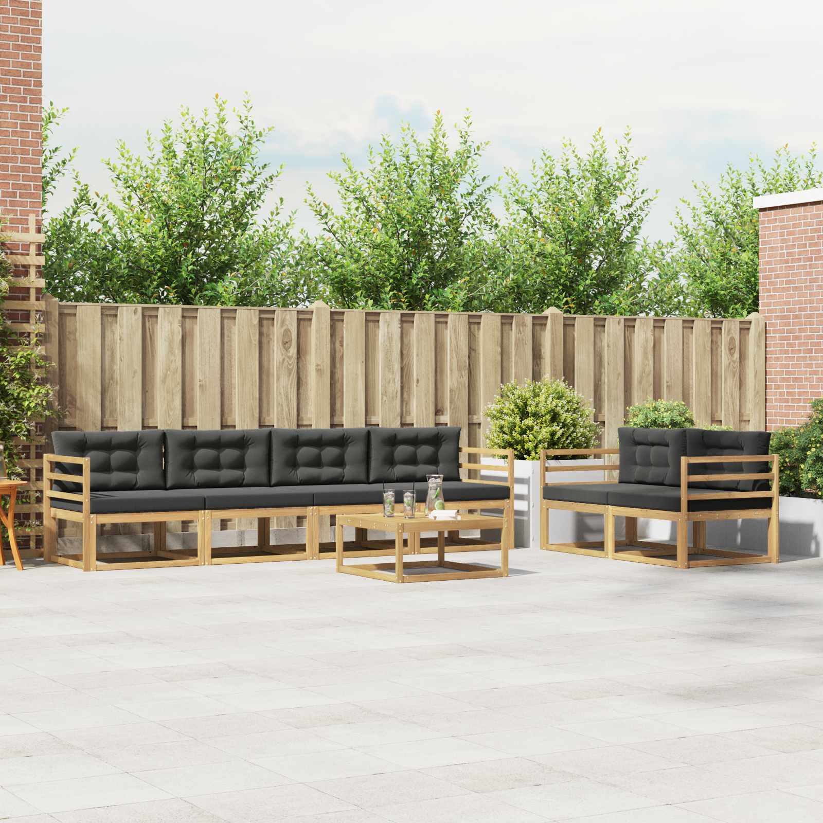 Set vanjskih sofa s jastukom 6 pcs Bijela i antracit