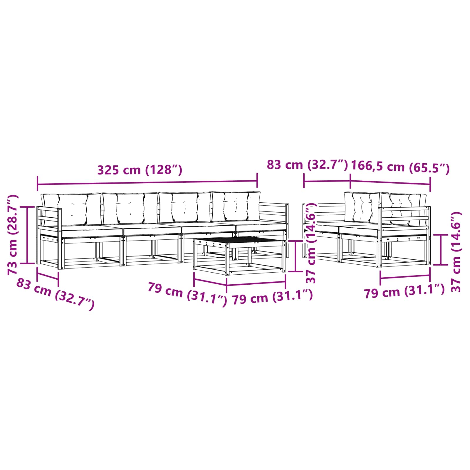 Set vanjskih sofa s jastukom 6 pcs Bijela i antracit