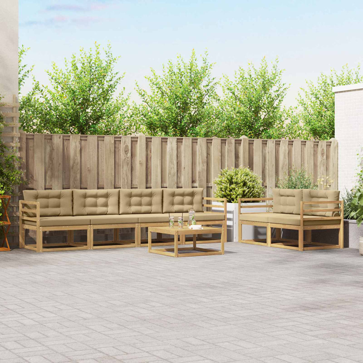 Set vanjskih sofa 6 kom. Bijela i bež