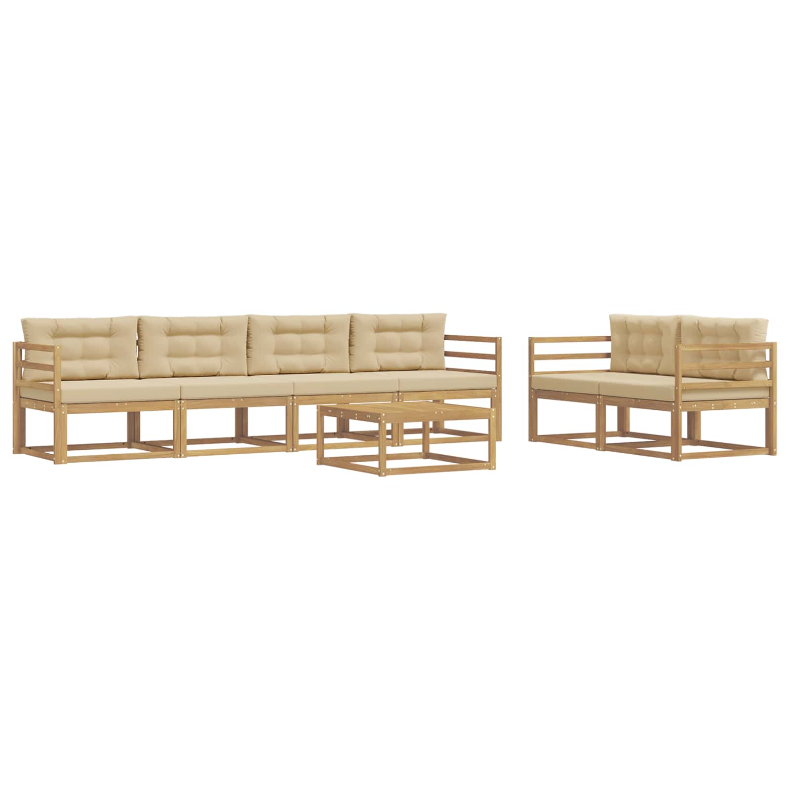 Set vanjskih sofa s jastukom 6 pcs Bijela i bež