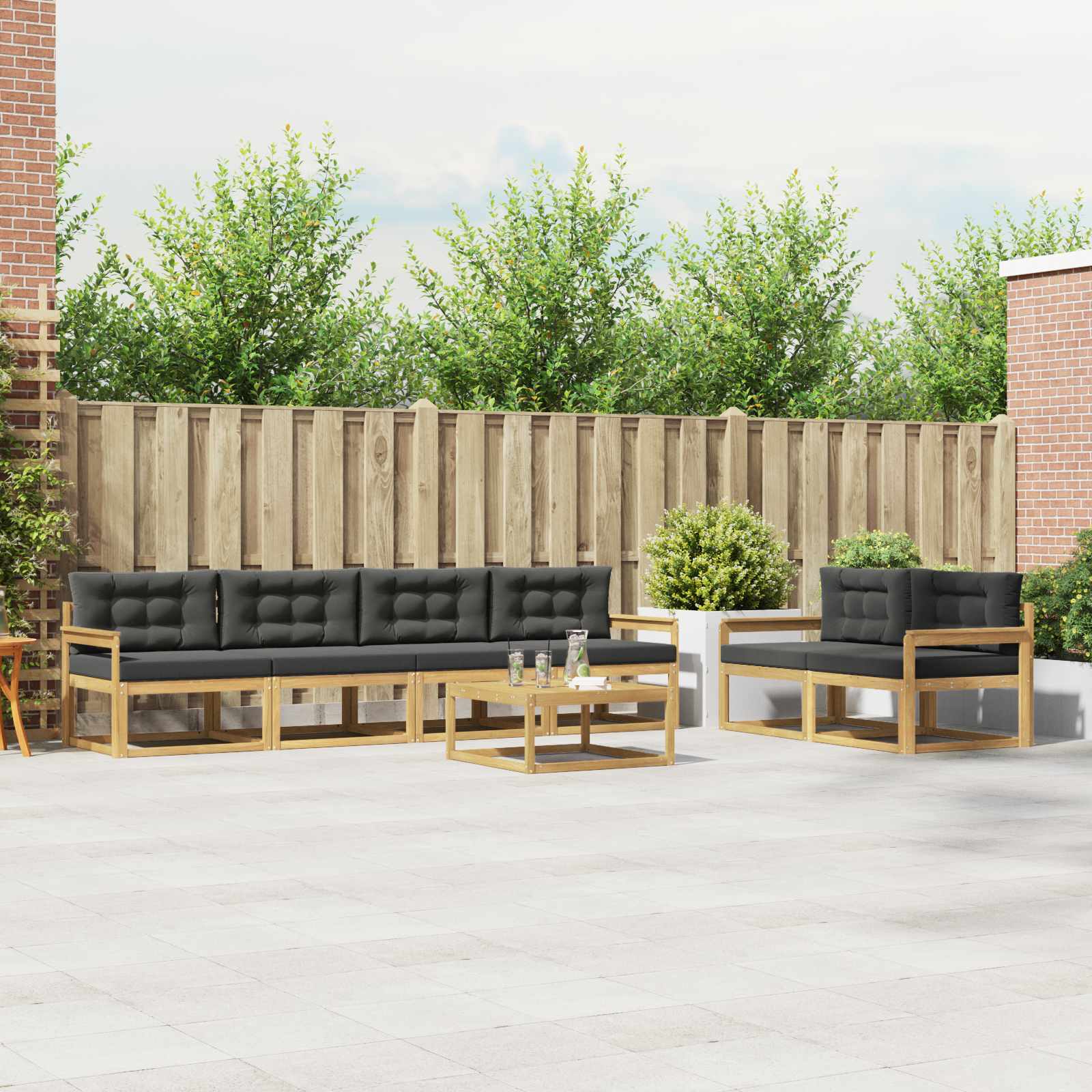 Set vanjskih sofa s jastukom 6 pcs Bijela i antracit