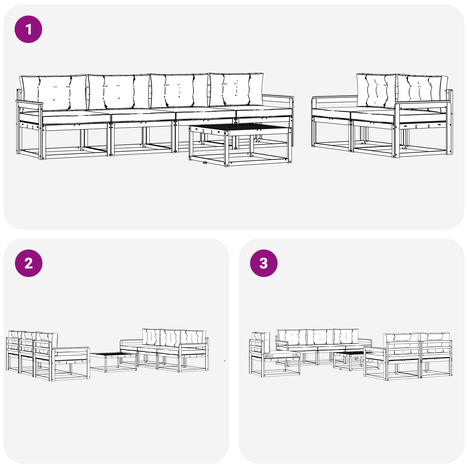 Set vanjskih sofa s jastukom 6 pcs Bijela i bež