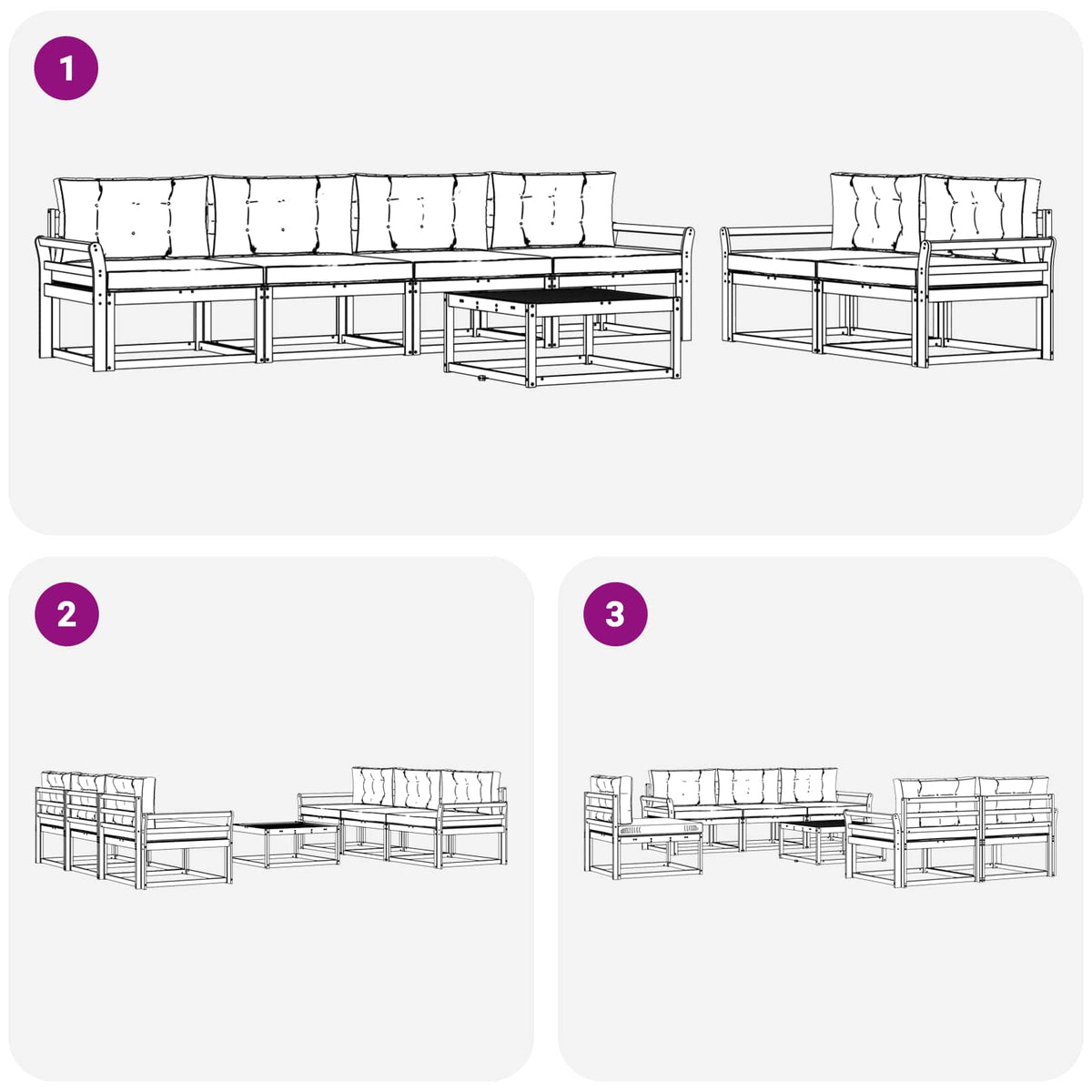 Set vanjskih sofa 6 kom. Bijela i krem