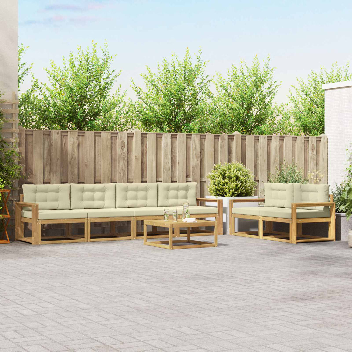 Set vanjskih sofa 6 kom. Bijela i krem