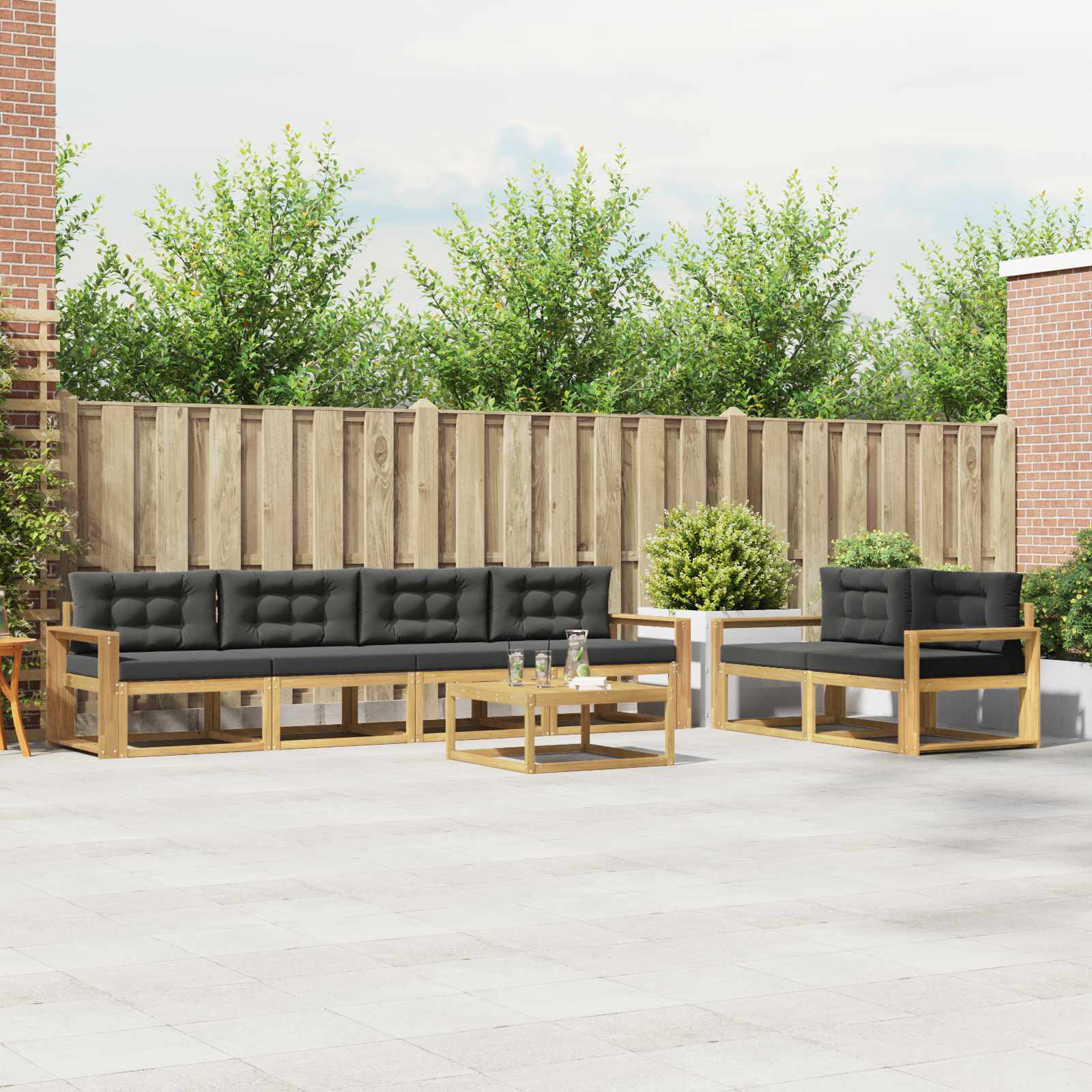 Set vanjskih sofa s jastukom 6 pcs Bijela i antracit