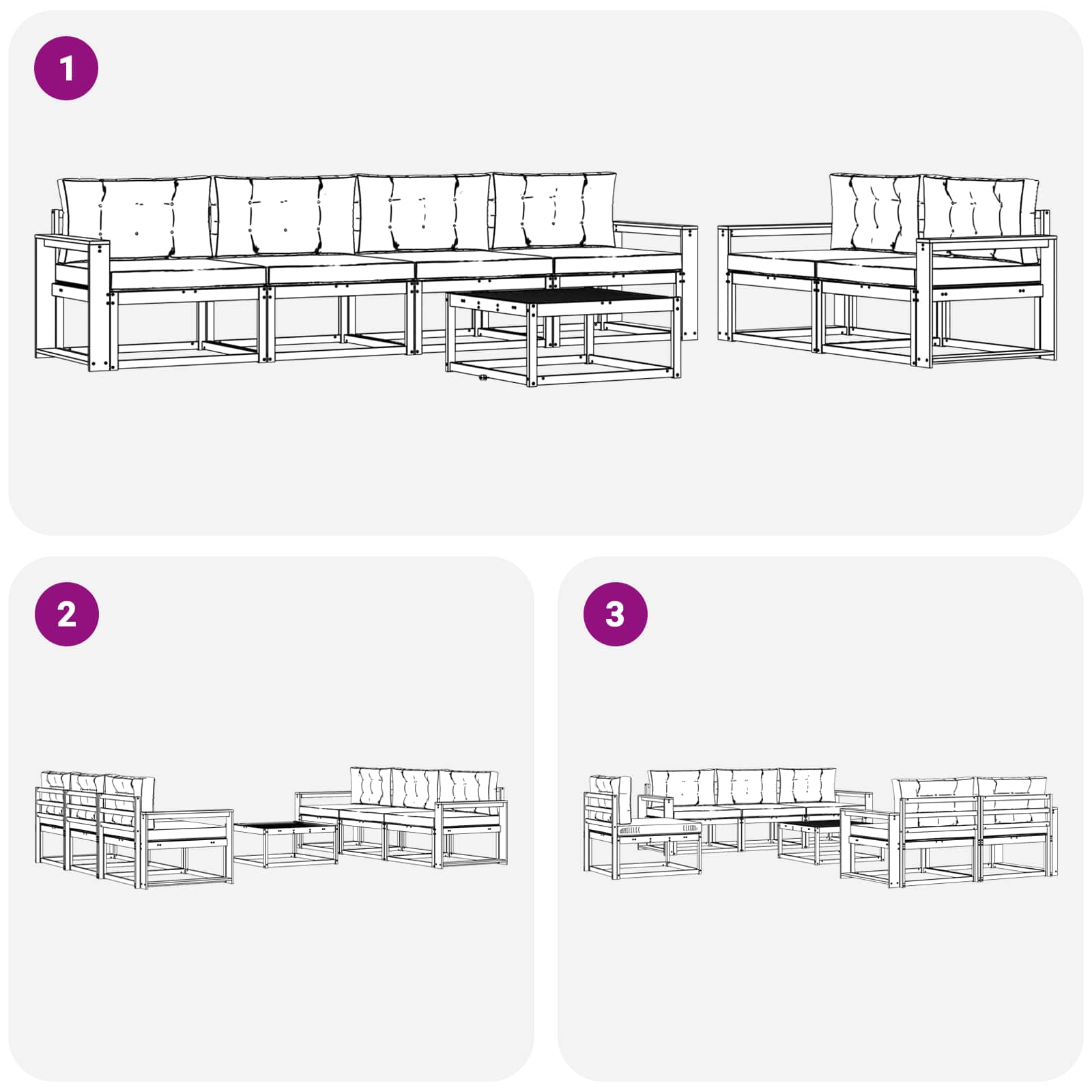 Set vanjskih sofa s jastukom 6 pcs Bijela i antracit