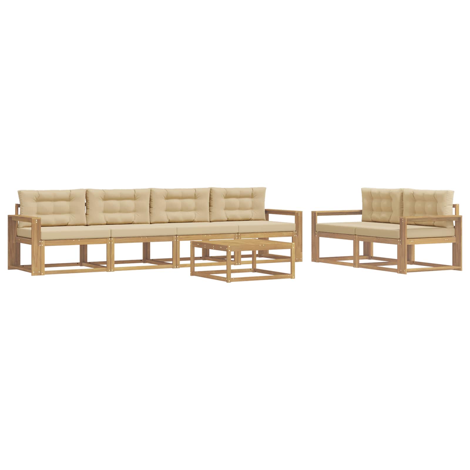 Set vanjskih sofa s jastukom 6 pcs Bijela i bež