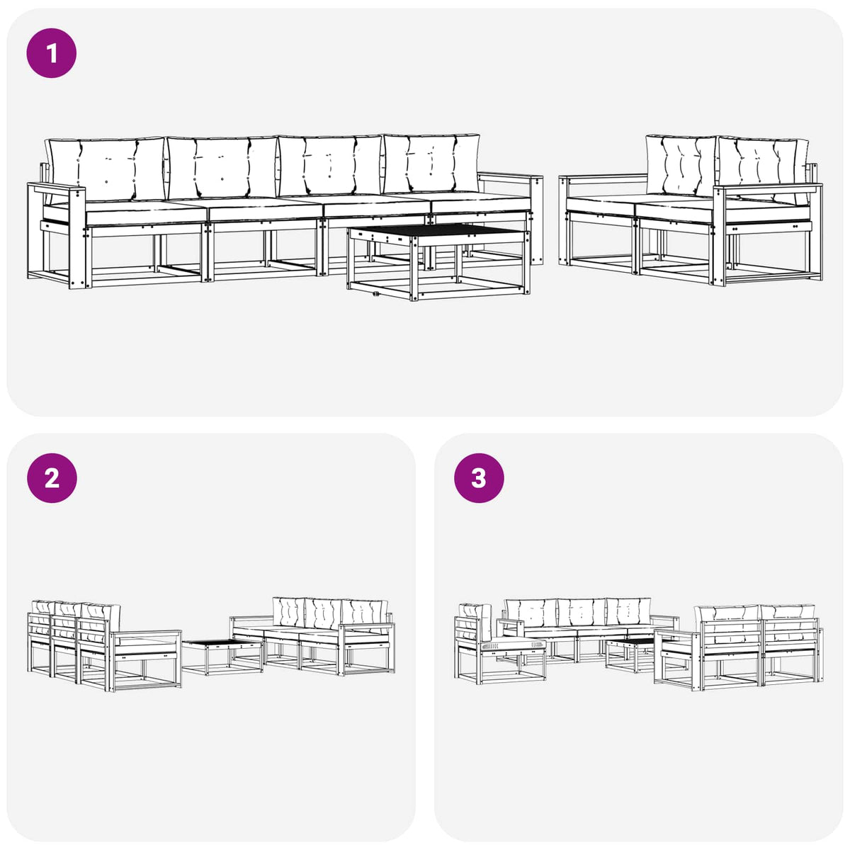 Set vanjskih sofa 6 kom. Bijela i bež