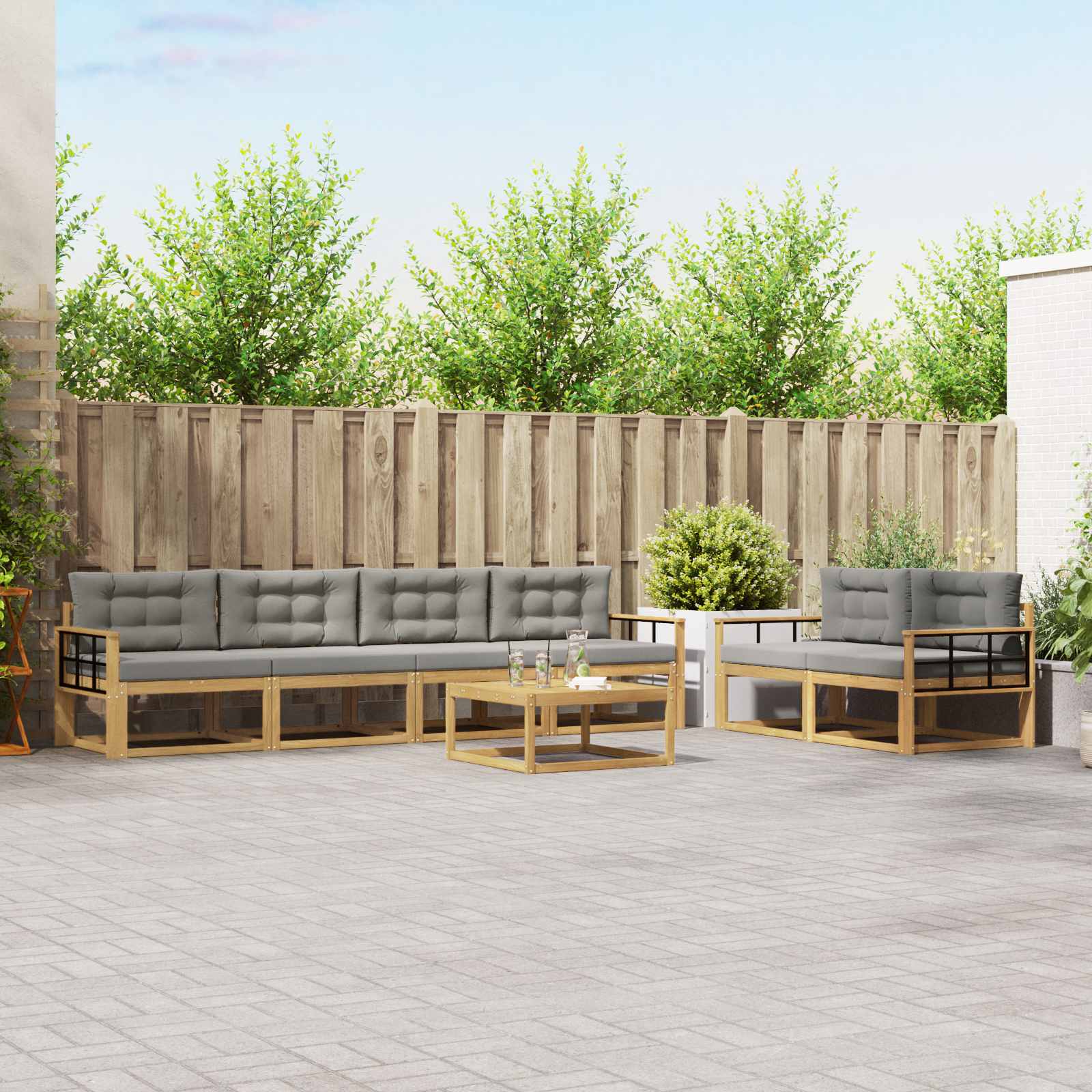 Set vanjskih sofa 6 kom. Bijela i svjetlosiva