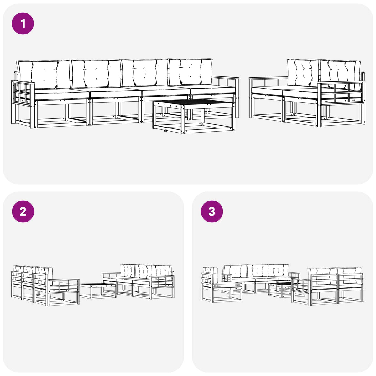 Set vanjskih sofa 6 kom. Bijela i antracit