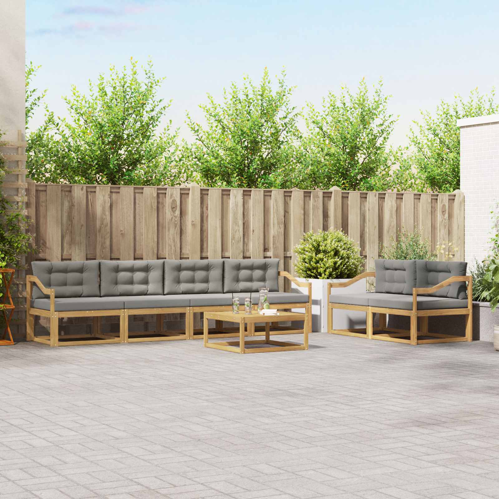 Set vanjskih sofa 6 kom. Bijela i svjetlosiva