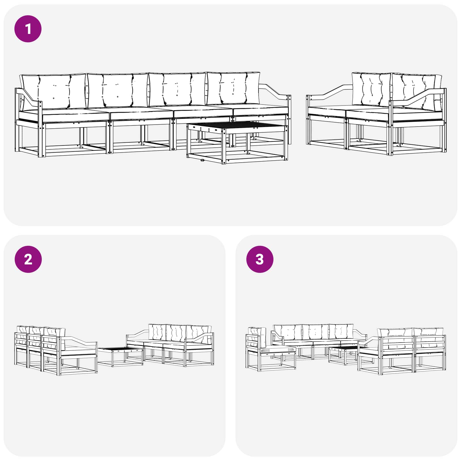 Set vanjskih sofa 6 kom. Bijela i antracit