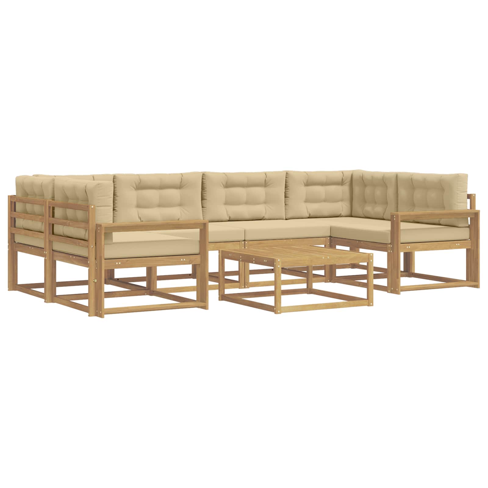 Set vanjskih sofa s jastukom 5 pcs Bijela i bež