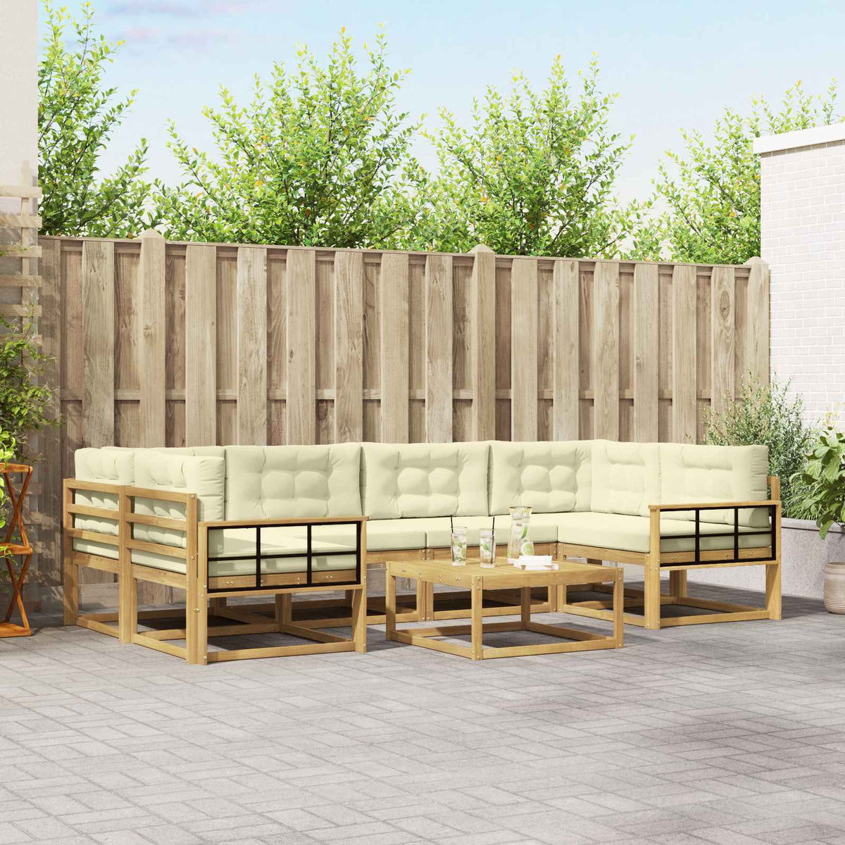 Set vanjskih sofa 5 kom. Bijela i krem
