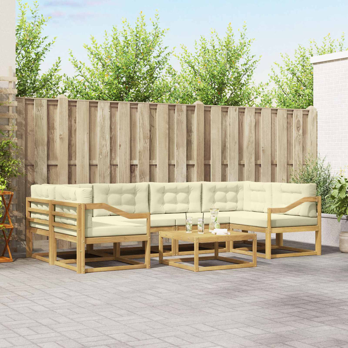 Set vanjskih sofa 5 kom. Bijela i krem