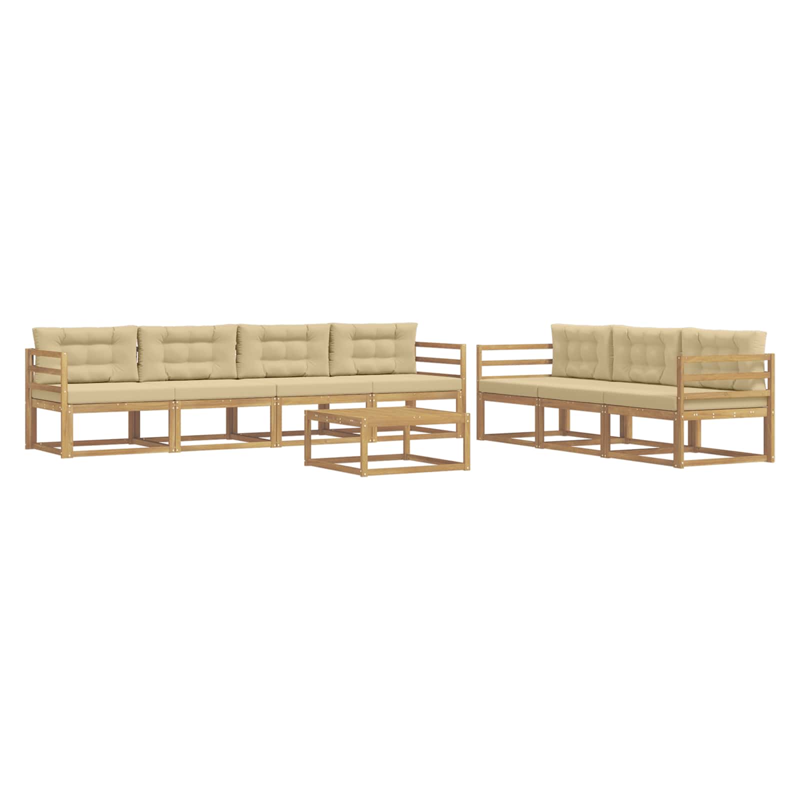 Set vanjskih sofa s jastukom 7 pcs Bijela i bež