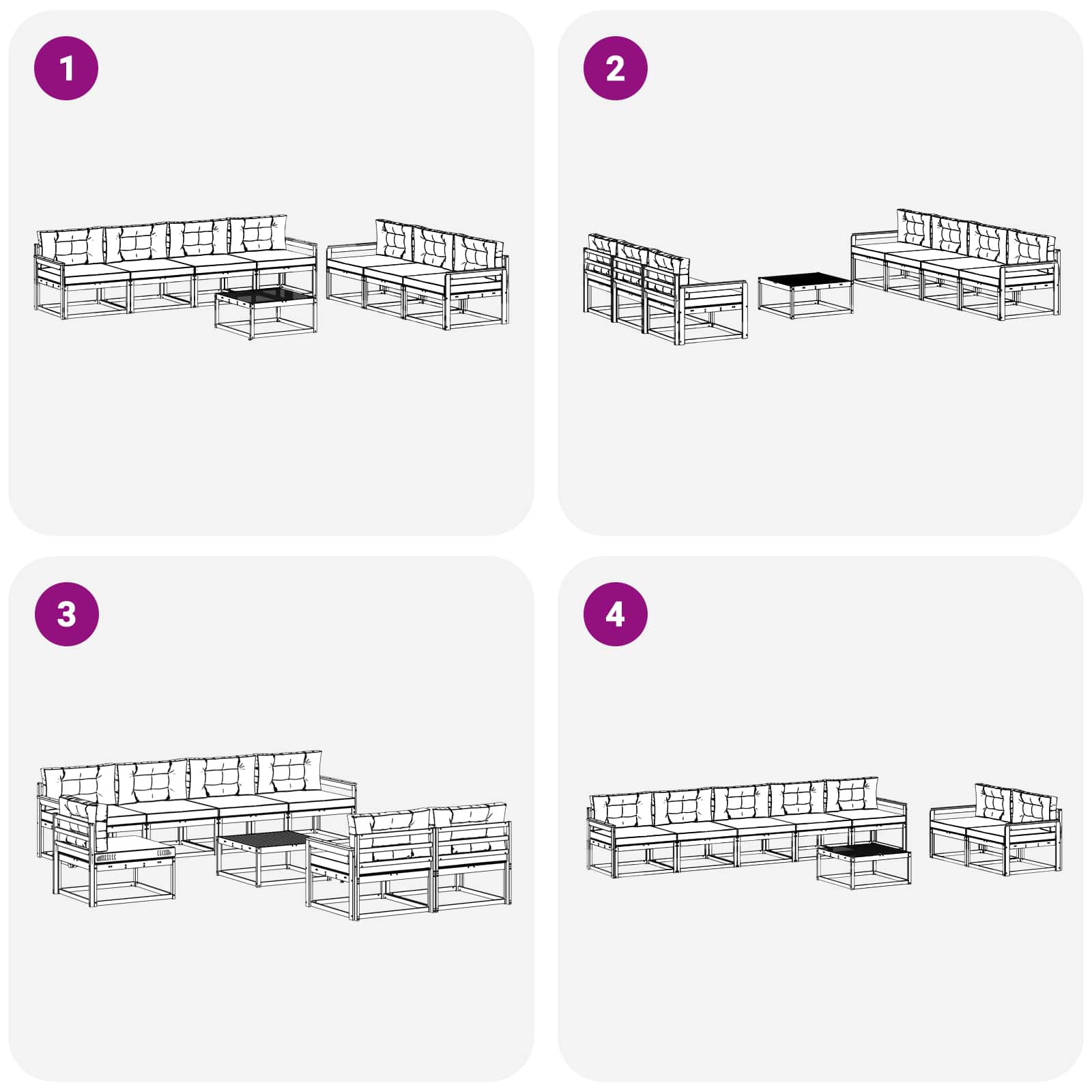 Set vanjskih sofa s jastukom 7 pcs Bijela i krem