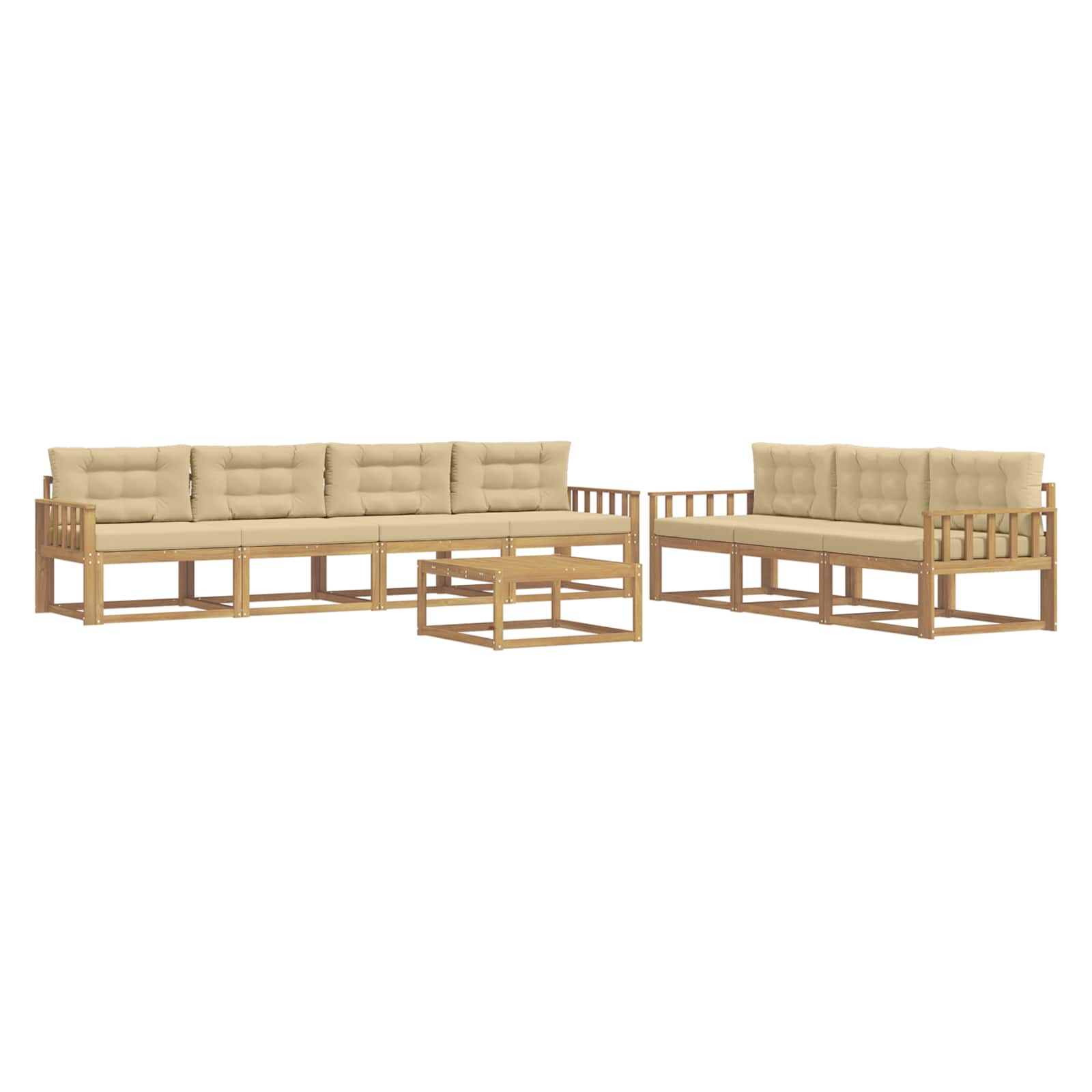 Set vanjskih sofa s jastukom 7 pcs Bijela i bež