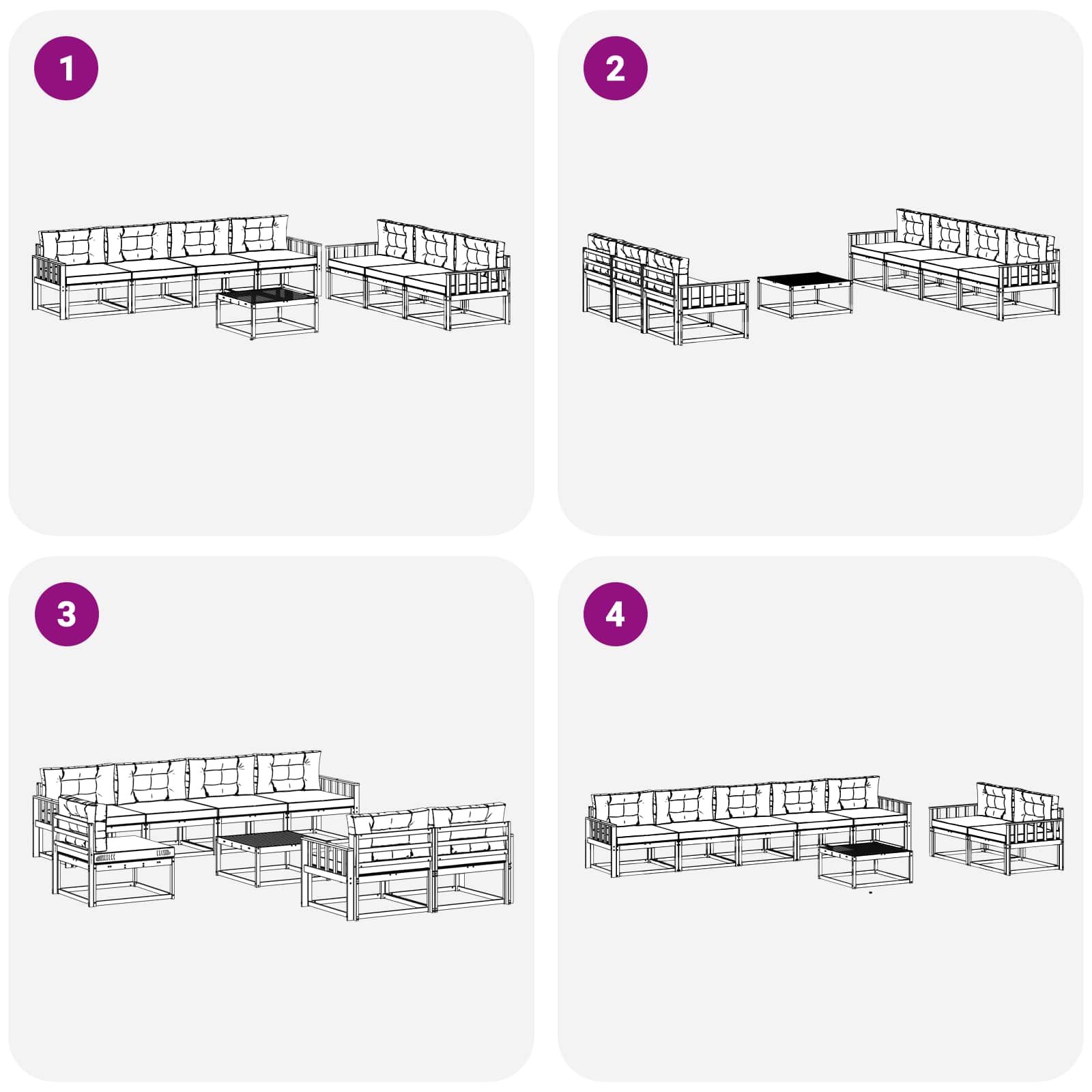 Set vanjskih sofa s jastukom 7 pcs Bijela i bež