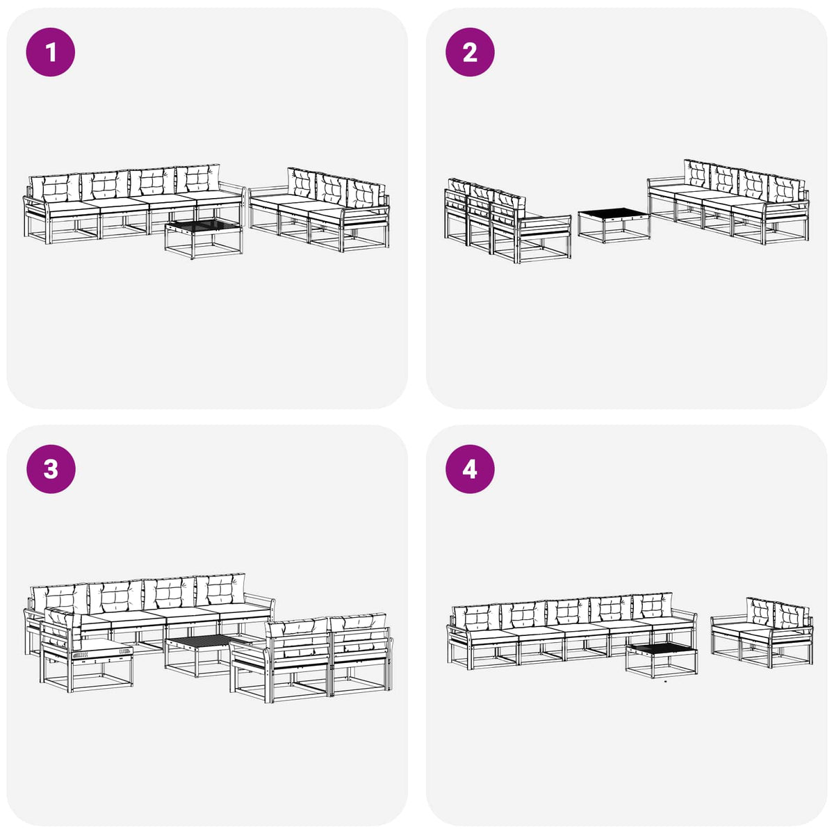 Set vanjskih sofa 7 kom. Bijela i svjetlosiva