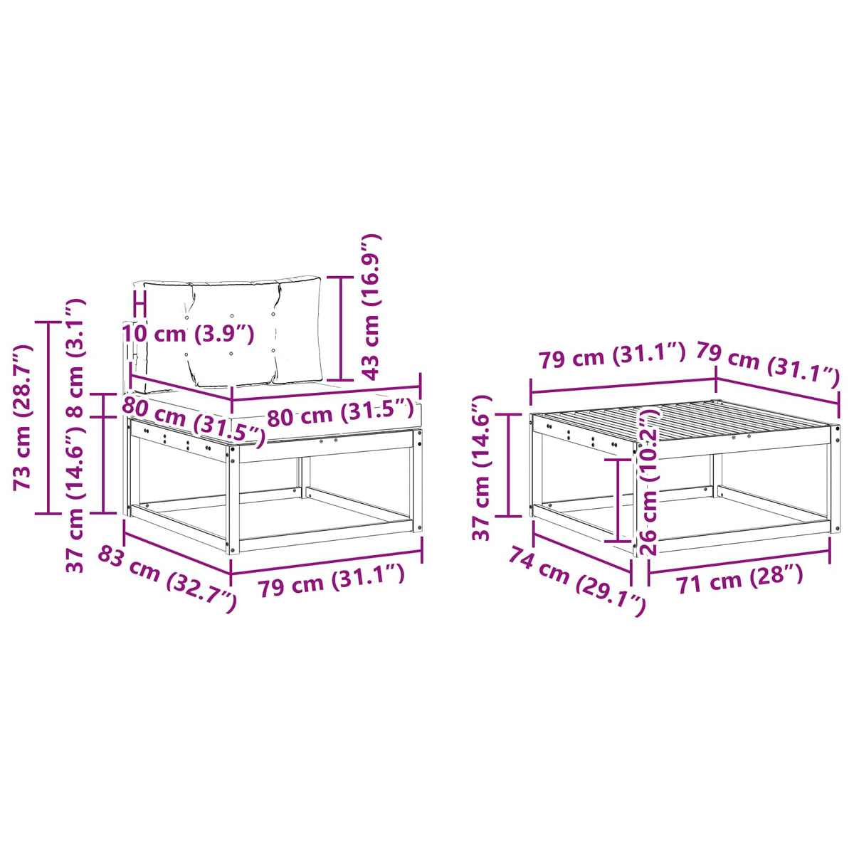 Set vanjskih sofa 7 kom. Bijela i bež