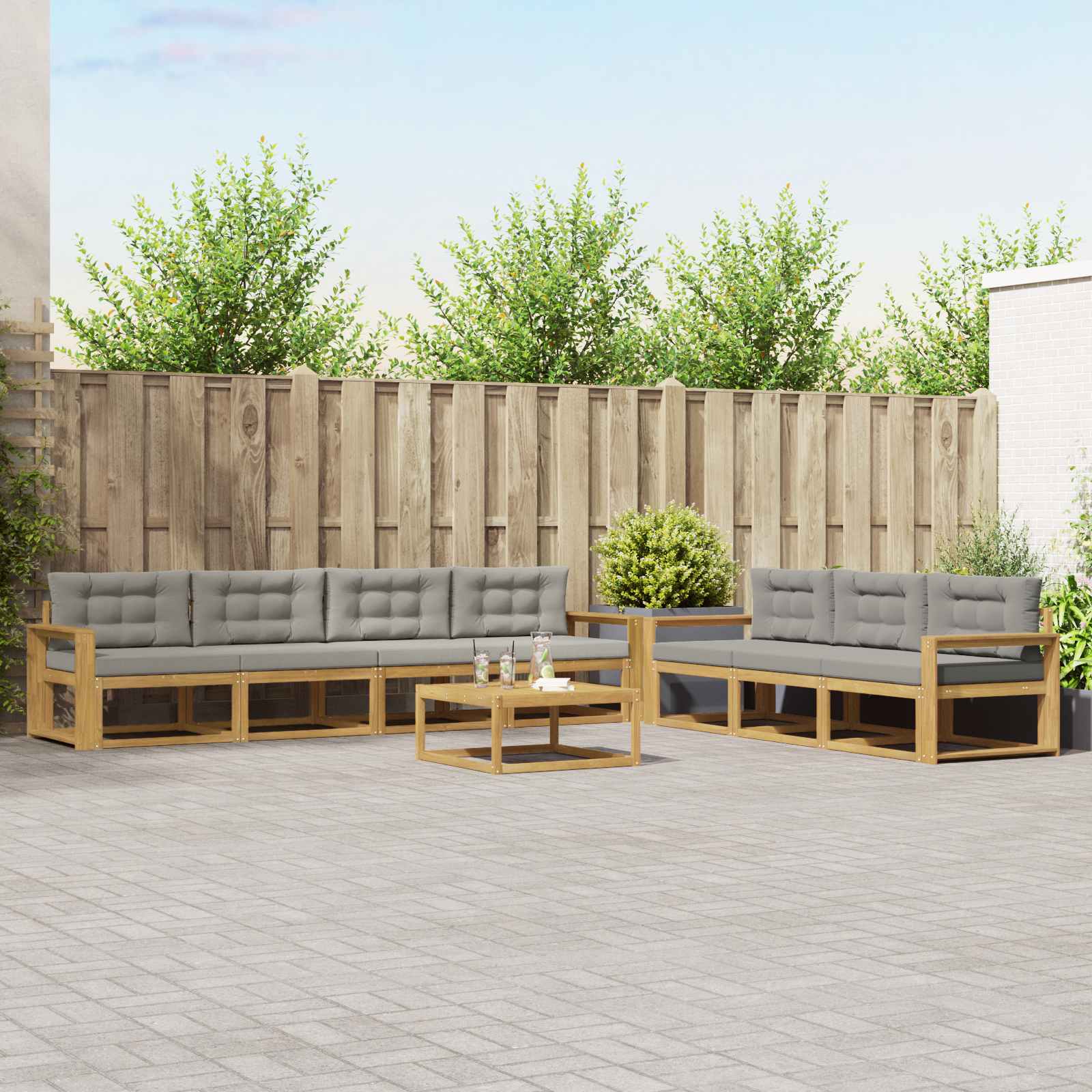 Set vanjskih sofa s jastukom 7 pcs Bijela i svjetlosiva