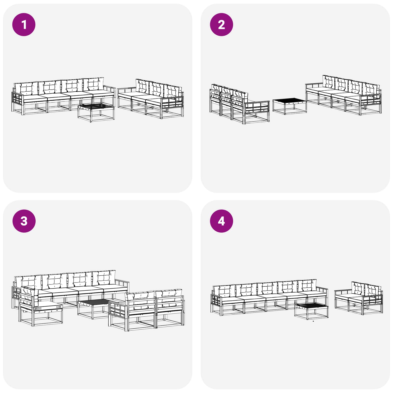Set vanjskih sofa s jastukom 7 pcs Bijela i krem