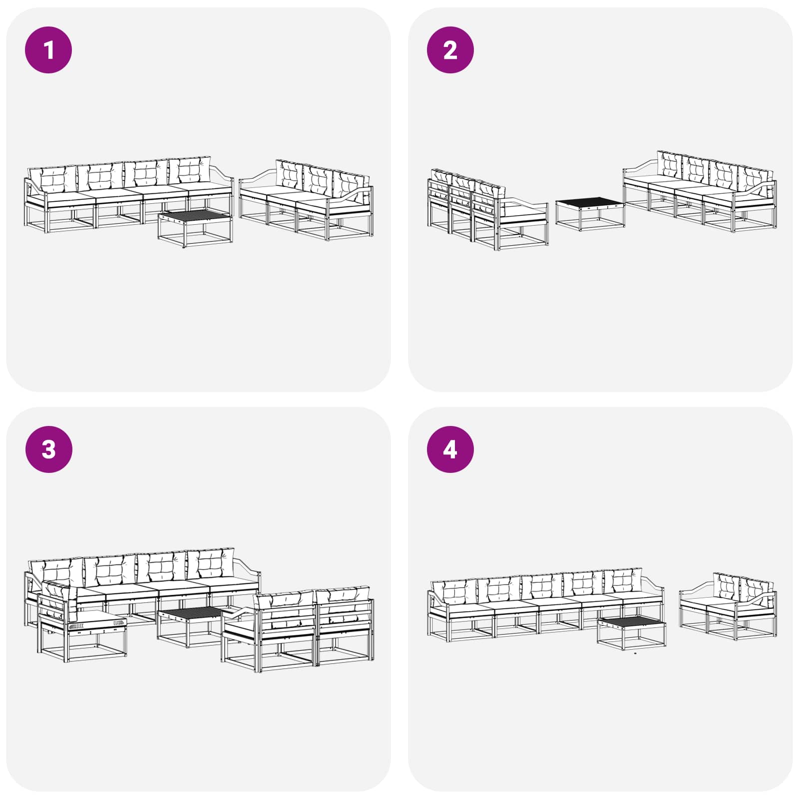 Set vanjskih sofa 7 kom. Bijela i svjetlosiva