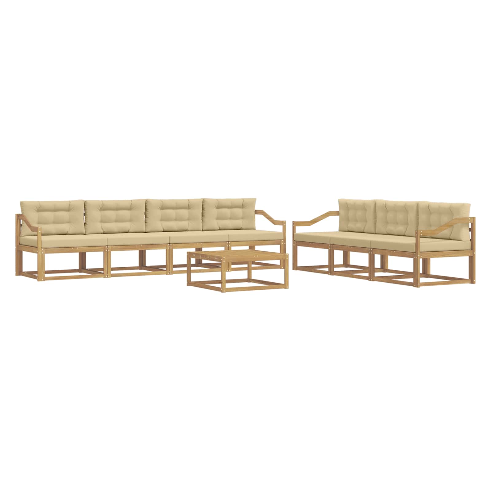 Set vanjskih sofa s jastukom 7 pcs Bijela i bež