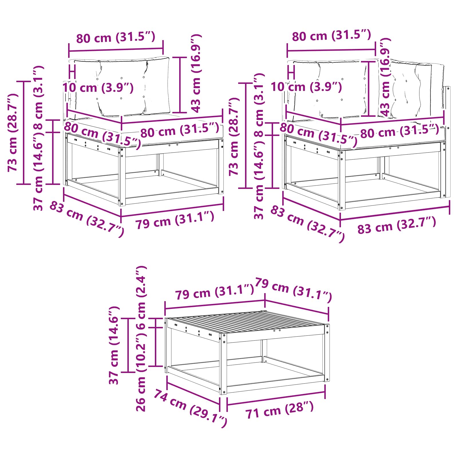 Set vanjskih sofa s jastukom 6 pcs Bijela i svjetlosiva