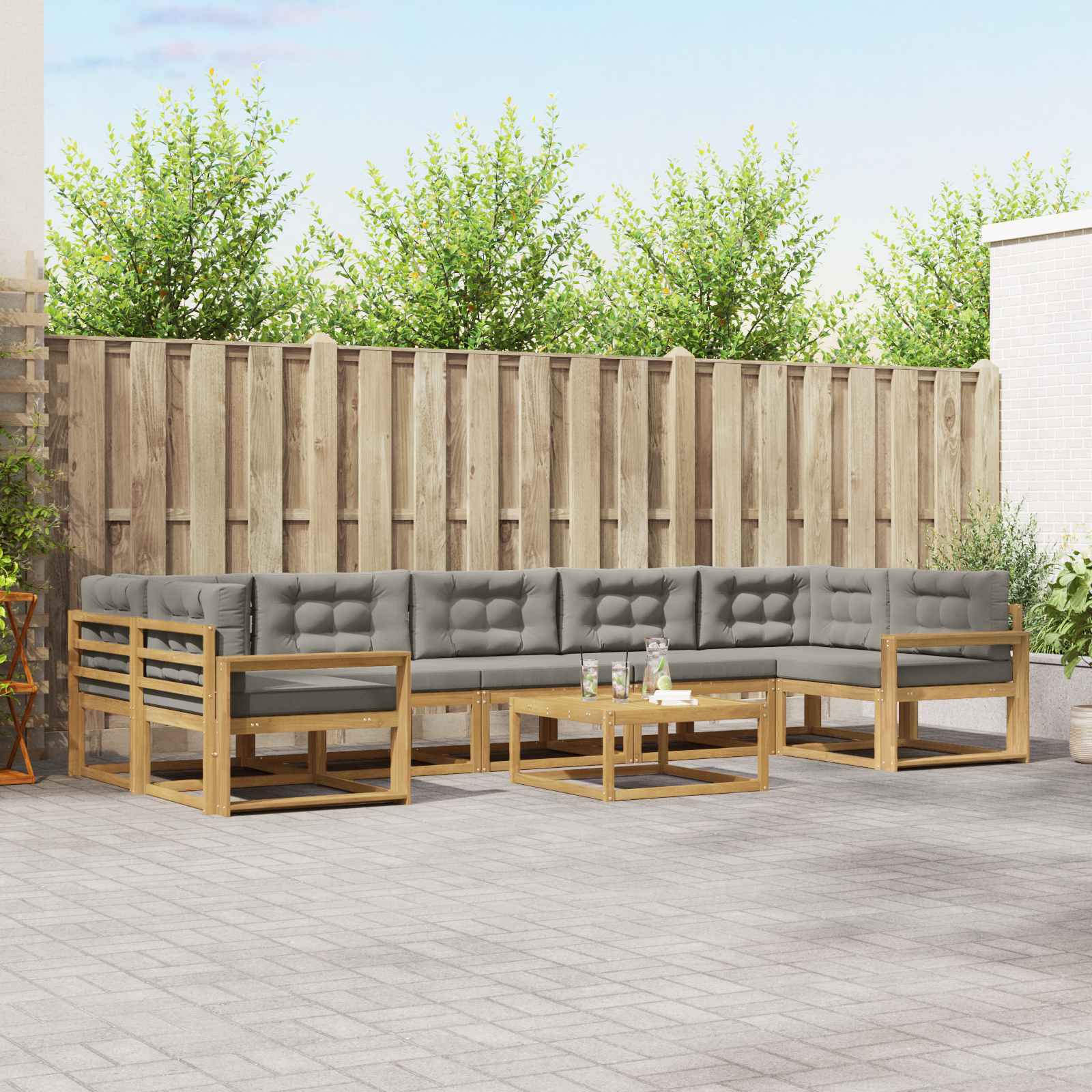 Set vanjskih sofa s jastukom 6 pcs Bijela i svjetlosiva