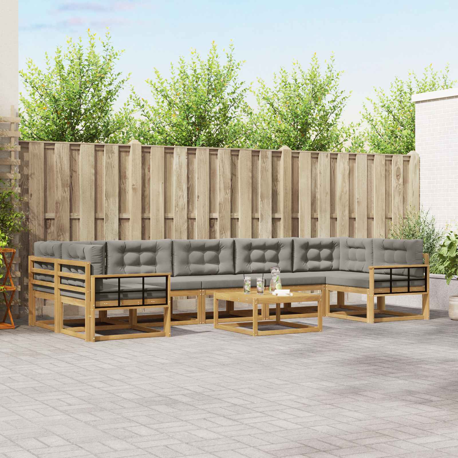 Set vanjskih sofa s jastukom 6 pcs Bijela i svjetlosiva