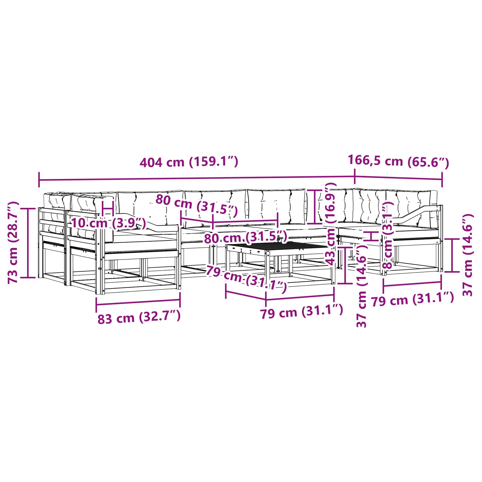 Set vanjskih sofa s jastukom 6 pcs Bijela i antracit