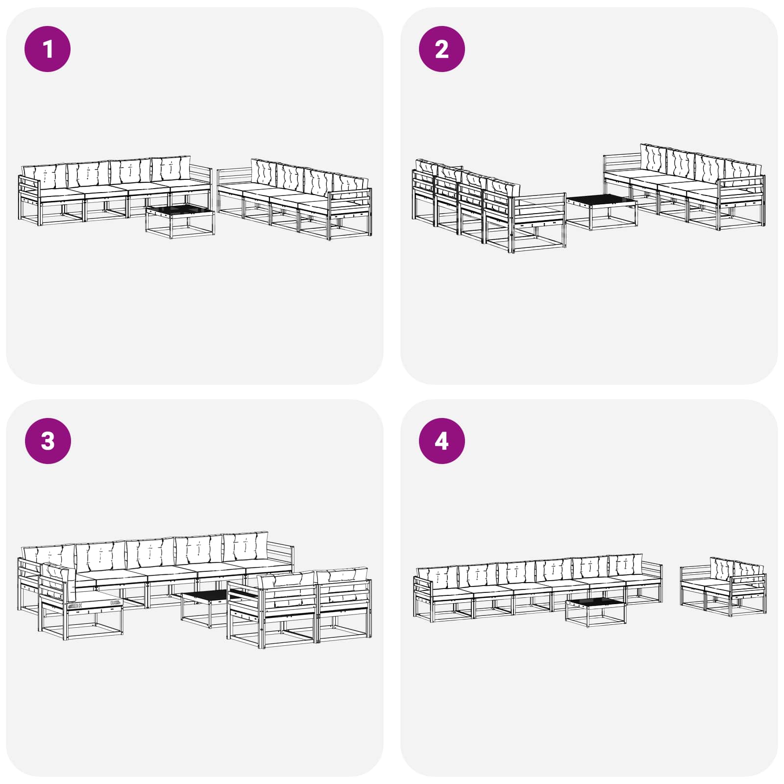 Set vanjskih sofa 9 pcs Bijela i krem 79 x 79 x 37 cm Poliester