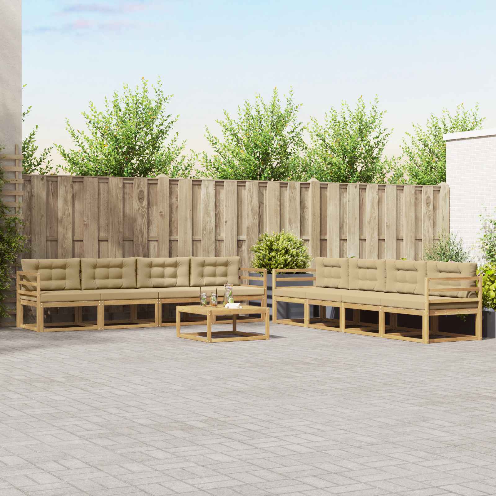 Set vanjskih sofa 9 pcs Bijela i bež 79 x 79 x 37 cm Poliester