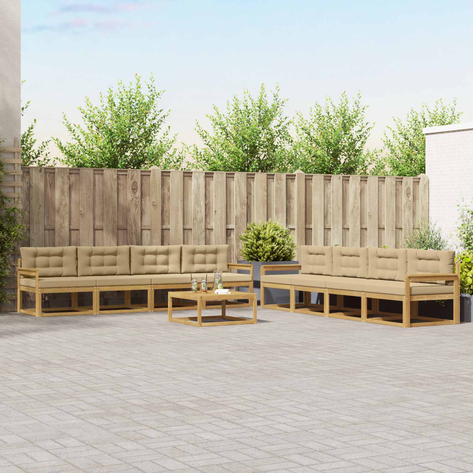 Set vanjskih sofa 9 pcs Bijela i bež 79 x 79 x 37 cm Poliester