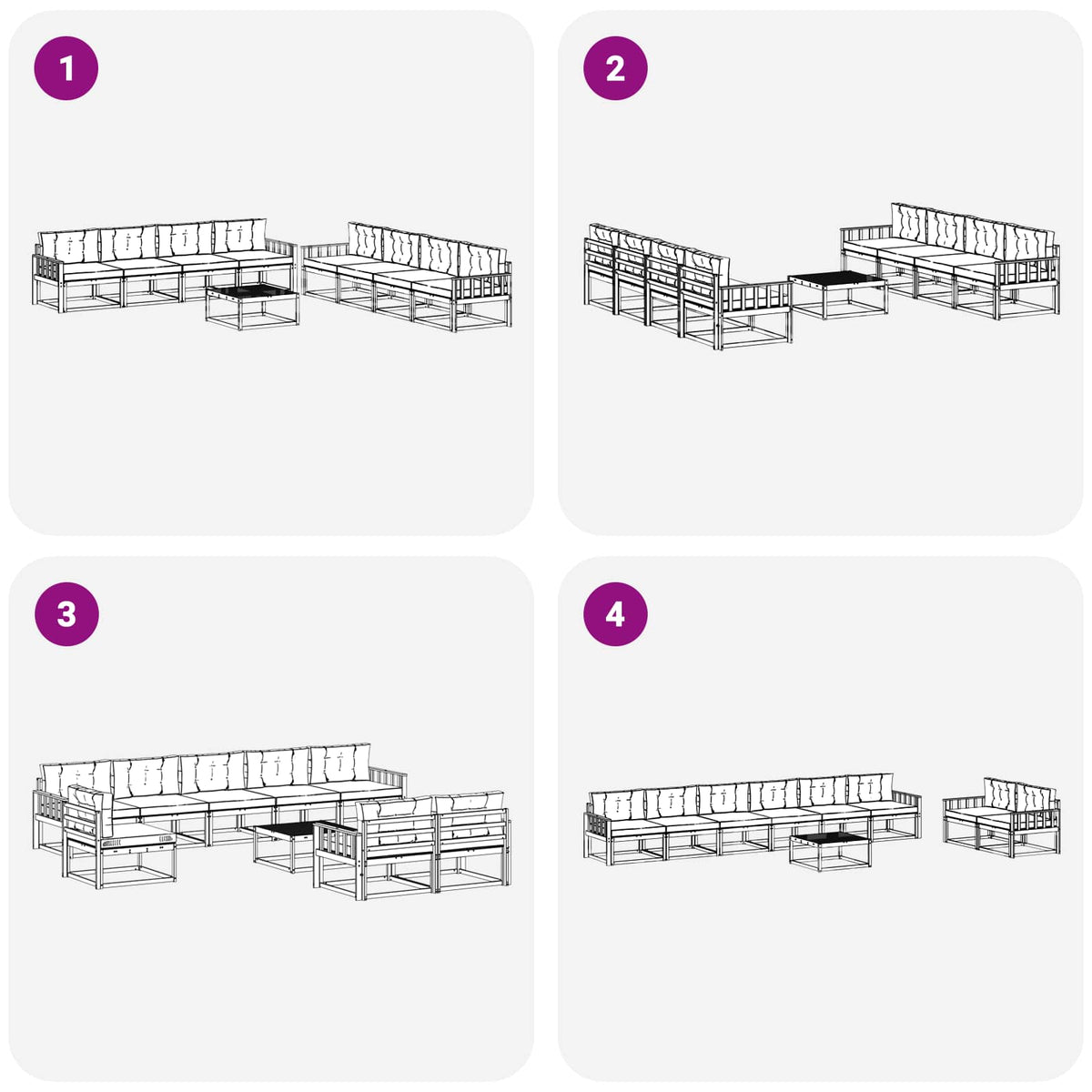 Set vanjskih sofa 9 kom. Bijela i svjetlosiva Poliester