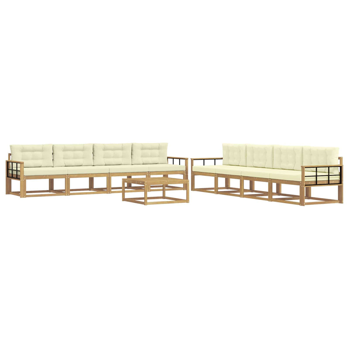 Set vanjskih sofa 9 kom. Bijela i krem Poliester