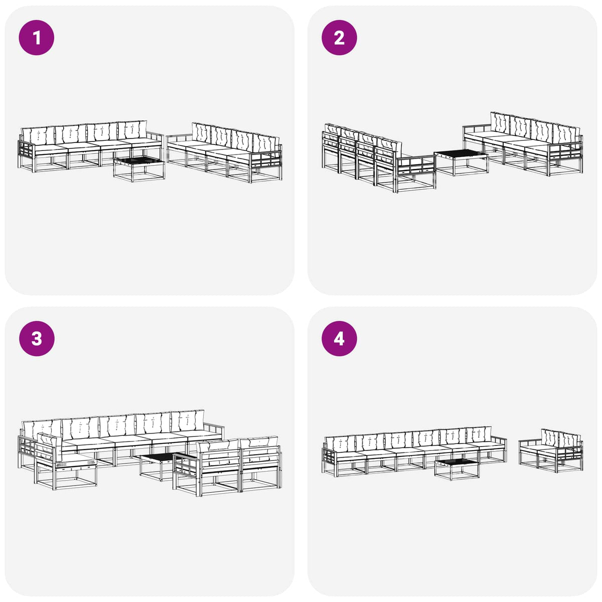 Set vanjskih sofa 9 kom. Bijela i krem Poliester