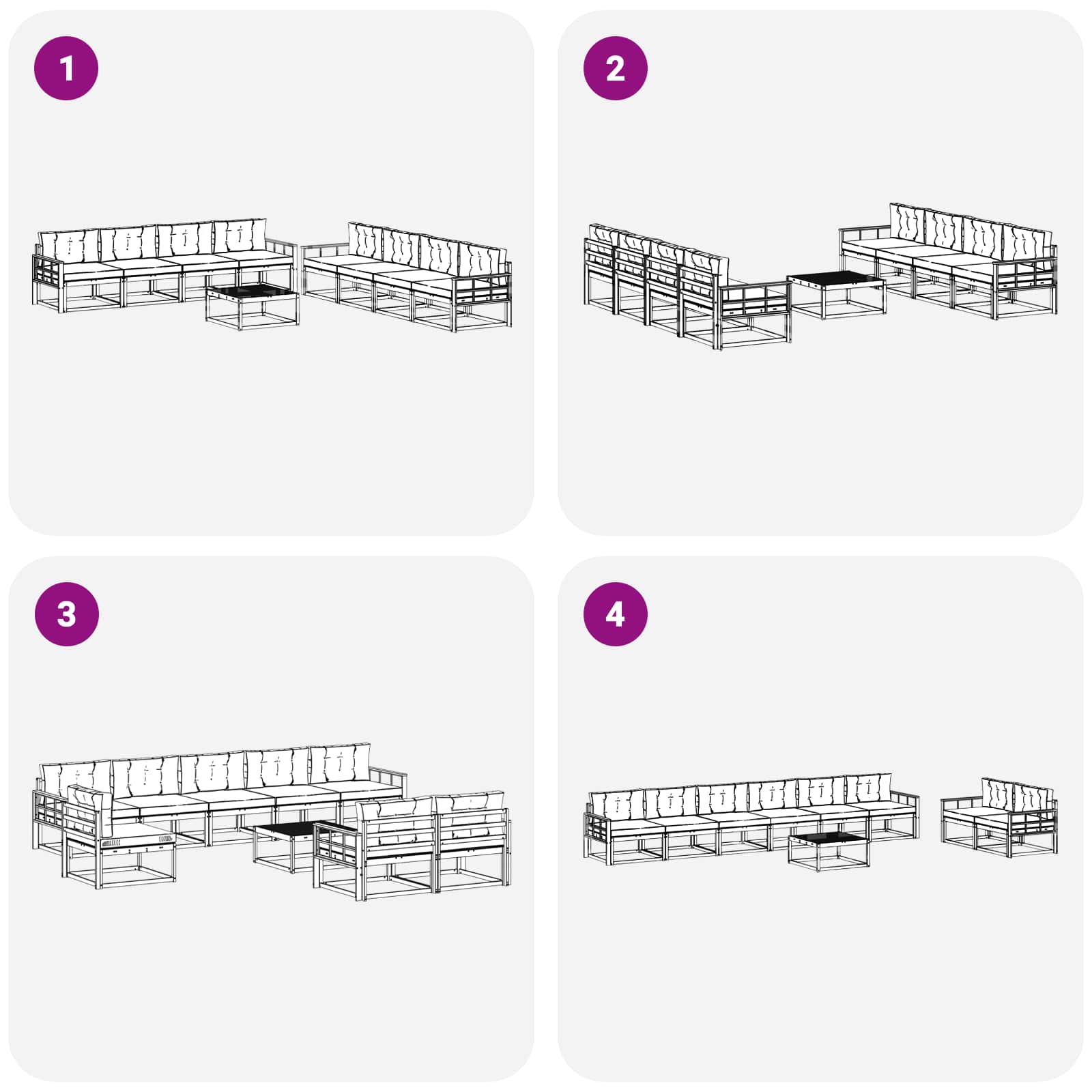 Set vanjskih sofa 9 pcs Bijela i antracit 79 x 79 x 37 cm