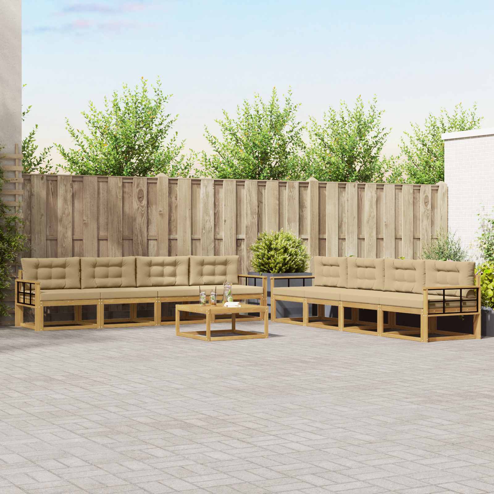 Set vanjskih sofa 9 pcs Bijela i bež 79 x 79 x 37 cm Poliester