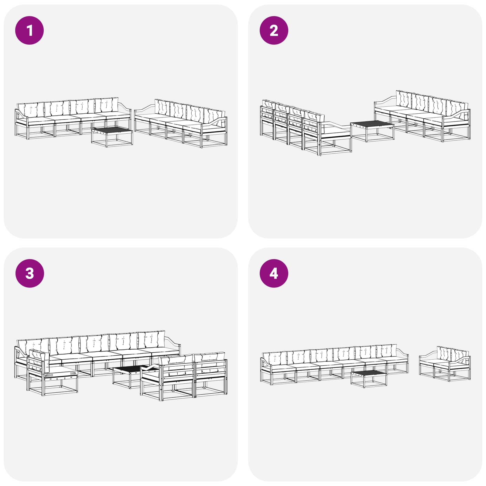 Set vanjskih sofa 9 pcs Bijela i krem 79 x 79 x 37 cm Poliester
